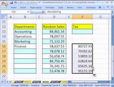 Excel Adı Trick #9: Adı Formüller Oluşturma