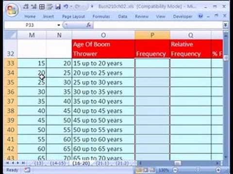 Excel İstatistik 21: P2 Nicel Frekans Dist. W Formülleri Resim 1