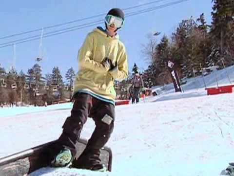 Snowboard Tricks: 5-O Biler: Snowboard: Topuk Yan 5-0 Küpeşte Eziyet Daha Düşük Vücut Formu