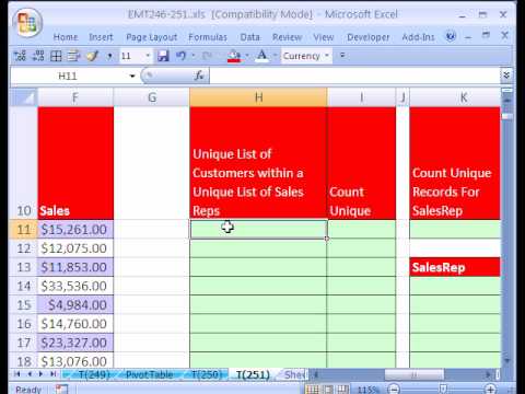 Sihir Numarası 251 Formül Benzersiz Liste İçinde Benzersiz Listesi Excel