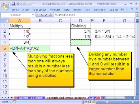 Excel Busn Matematik 19: Teksir Makinesi Ve Kesirler Bölme