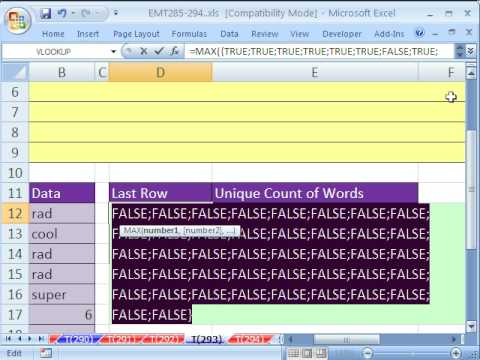 Excel Sihir Numarası 293: Dinamik Count Sütun Benzersiz Sözleriyle