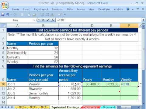 Excel Busn Matematik 40: Formüller Kazanç Eşdeğeri: 12 Örnekler