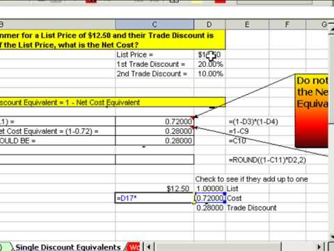 Excel Busn Matematik 44: Serisi Ticari İndirimler