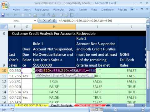 Highline Excel Sınıf 33: Eğer Ve Veya Müşteri Kredi Analizi Resim 1