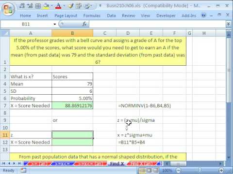 Excel İstatistikler 72: Bul X Verilen Normal Değerler Normters Ve Normsters İşlevleri