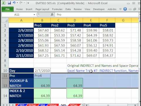 Excel Büyü Hüner #505: Dolaylı İşlevi 2-Yollu Arama Tarihi Sorun