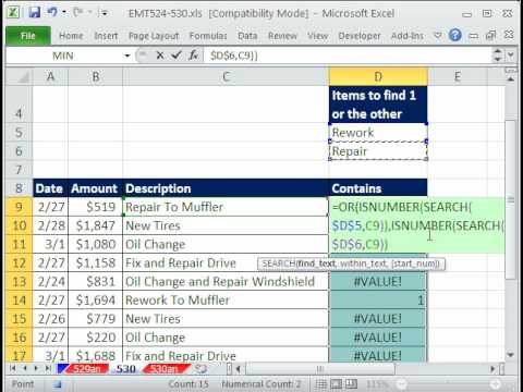 Excel Sihir Numarası 530: Onarım Veya Rework Metin Dizesi İçeriyor Mu? Veya Arama Esayıysa İşlevlerini Resim 1