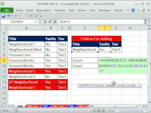 Excel Büyü Hüner 586: Sayısı Kayıtları 3 Ölçütler De Dahil Olmak Üzere İçeren Metin Ve Arama Fonksiyonu