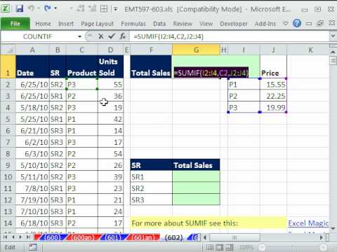 Excel Sihir Numarası 602: Etopla Mu Arama? Toplam Satış Dizi Formül W 1 Kriterleri Etopla İşlevi Resim 1