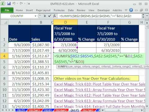 Excel Sihir Numarası 617: Mali Yıl 31 Aralık - Toplam Satış Ve Yıl Yıl Formülleri Üzerinde Biten Değil Resim 1