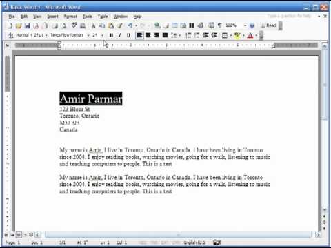 Microsoft Word 2003 Basic 2 (Kopyala, Kes, Yapıştır, Yazı Tipini Biçimlendir, Hizalama)