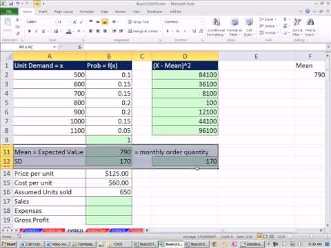 Excel 2010 İstatistik 48: Muhasebe Ve Finans Örnekleri Beklenen Değer Ve Standart Sapma Resim 1