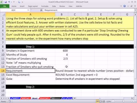 Excel 2010 İş Matematik 23: Kesir İş Matematik Kelime / Uygulama Sorunu