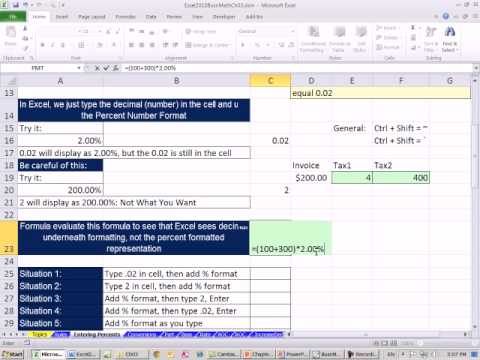 Excel 2010 İş Matematik 25: Excel Yüzde Temelleri