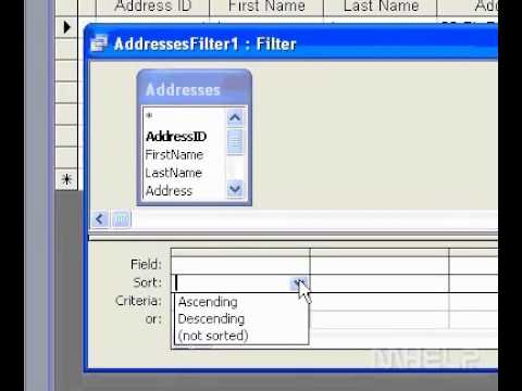 Microsoft Office Access 2003'ü Kullanarak Gelişmiş Filtersort