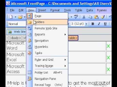 Microsoft Office Frontpage 2003 Bir Düzen Hücresinin Altbilgi Özelliklerini Ayarlama