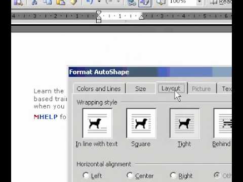 Microsoft Office Word 2003 Değişiklik Textwrapping Stil İçin Bir Resim Veya Çizim Nesnesi