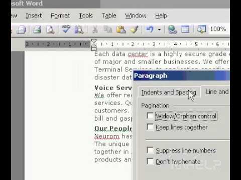 Microsoft Office Word 2003 Tutmak Satırlık Bir Paragraf Bir Sayfa Veya Bir Sütun Birlikte