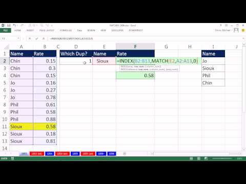 Excel Büyü Hüner 1003: Arama N. Yinelenen Zaman Sütun İle Arama Değeri Sıralanmış Resim 1