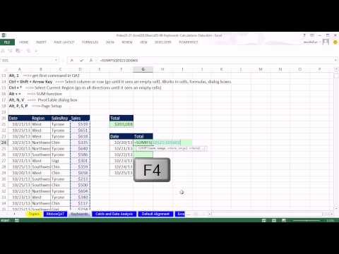 Office 2013 Sınıf #24: Excel Temel 6: Excel Klavye Kısayolları Hızlı! 10 Örnekler. Resim 1