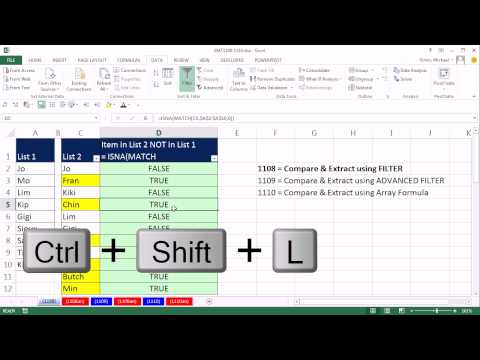 Excel Sihir Numarası 1108: Karşılaştır 2 Listeleri Ve Özü Kayıtları: Filtre Yöntemi Resim 1