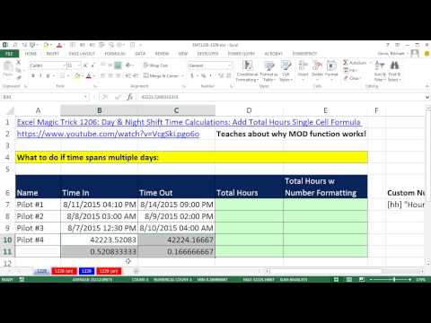 Excel Sihir Numarası 1228: Tarih Ve Saat Değerleri Ve Zaman Özel Sayı Biçimi İçin Formül Çalışılan Saat Resim 1