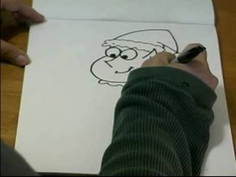 Noel Karakter Karikatür Çizmek İçin Nasıl: Nasıl Bir Çizgi Film Tatil Elf'in Üst Vücut Beraberlik İçin Resim 1