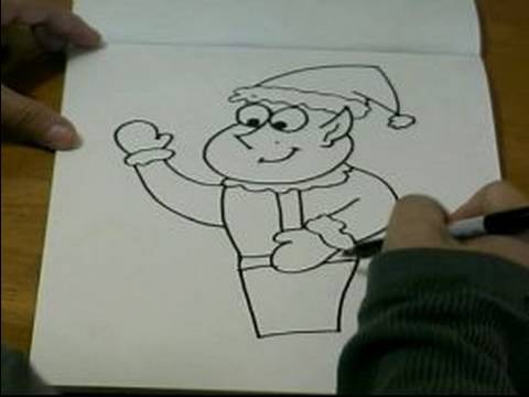 Noel Karakter Karikatür Çizmek İçin Nasıl: Bir Çizgi Film Tatil Elf Alt Vücut Çizim
