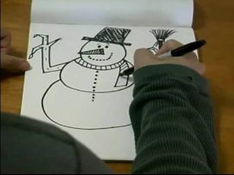 Noel Karakter Karikatür Çizmek İçin Nasıl: Nasıl Bir Eşarp Bir Karikatür Kardan Adam Beraberlik İçin Resim 1