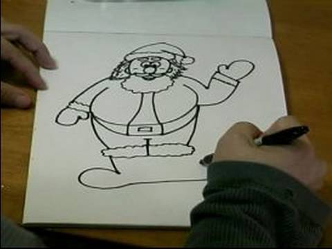 Noel Karakter Karikatür Çizmek İçin Nasıl: Nasıl Botlar Üzerinde Santa Beraberlik İçin Resim 1