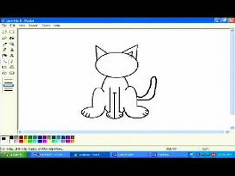 Microsoft Paint'te Karikatür Hayvanlar Çizim: Bir Karikatür Kedi Kulakları Ms Paint'te Çizim Yapmak Nasıl Resim 1