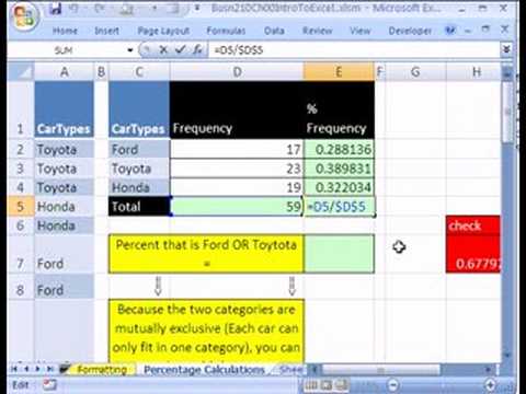 Excel İstatistikleri 07: Oranlarını Ve Yüzdeleri Hesaplamak