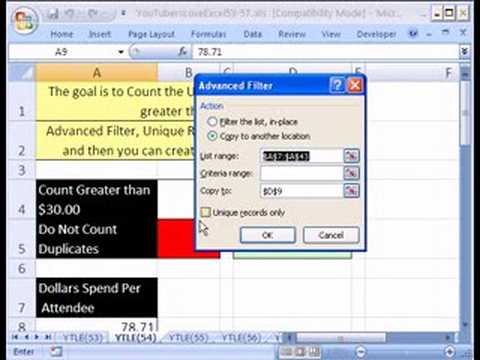 Ytle #54: Excel Gelişmiş Filtre Ve Eğersay İşlevini Resim 1