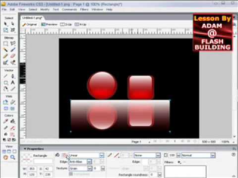 Adobe Fireworks Cs3 Cs4 Cs5 Parlak Yansıtıcı Jel Düğme Video Özel Öğretmen Resim 1