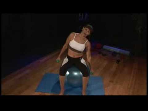 Duruş Egzersizleri: Duruş Egzersizleri: Ağırlıkları Ve Fitness Topu İle Yan Flexions Oturan