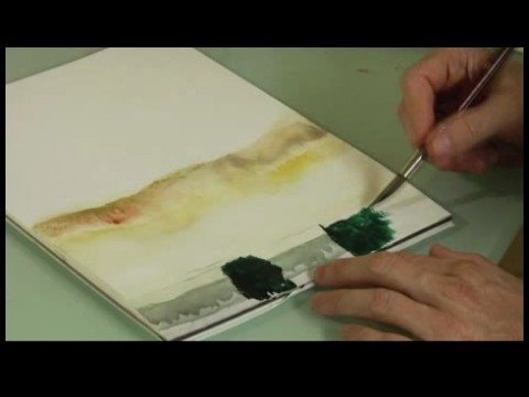Nasıl Sulu Boya Manzara Boya : Sulu Boya Resim: Ağaçlar Resim 1