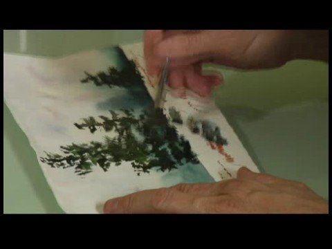 Nasıl Snowscape Suluboya Bir Resim Boyamak İçin Bir Snowscape Ön Planda Ağaçlar Resim  Resim 1