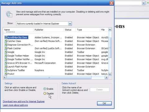 İnternet Web Tarayıcı : Internet Explorer Eklentileri Kaldırma  Resim 1