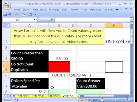 #56 Ytle: $30'dan Büyük Benzersiz Değerleri Excel Say
