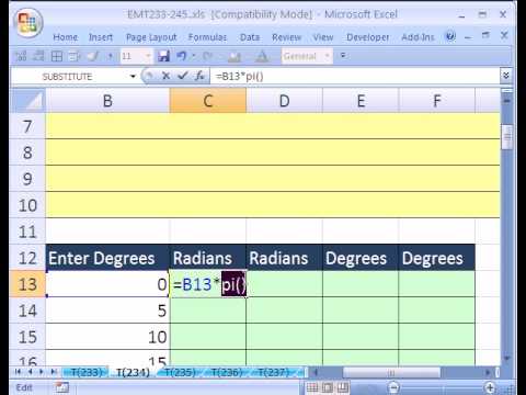 Excel Büyü Hüner #234: İşlevler Pı Radyan Derece Trigonometri