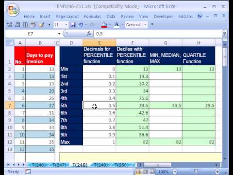 Excel Büyü Hüner #248: Yüzdelik Dörttebirlik İşlevleri Ondabirlik