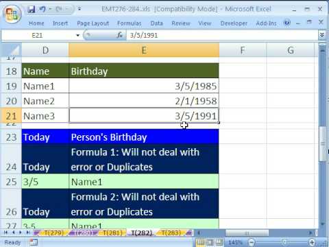 Excel Sihir Numarası # 282: Bugün Doğum Günüm Ne Zaman Arama Adı