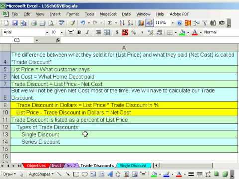 Excel Busn Matematik 43: Faturalar Ve Ticaret İndirimler
