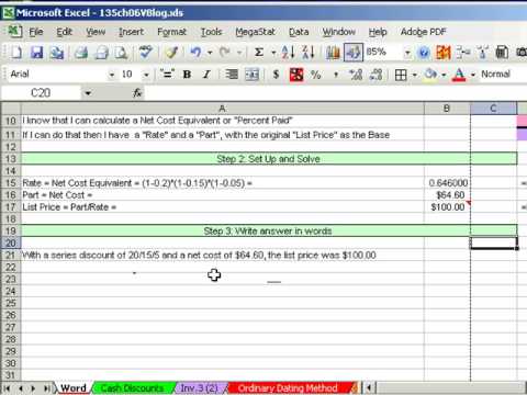 Excel Busn Matematik 45: Ticaret İndirim Word Sorun Resim 1