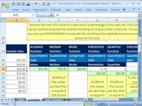 Excel İstatistikler 33: Önlemler Konumunun