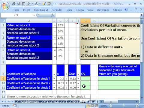 Excel Ve İstatistik 42: Varyasyon Katsayısı