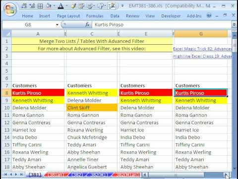 Excel Sihir Numarası 381: Gelişmiş Birleştirme İki Listeleri Tablolar W Filtre Ve Çoğaltmaları Özelliği Kaldırmak