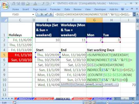 Excel Büyü Hüner 438: Tamişgünü İşlevi Olmadan İş Günlerine Göre Saymak (Hafta Sonu C.tesi Ve Güneş Değildir.) Resim 1