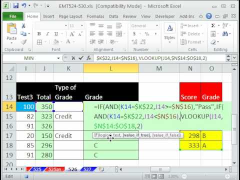 Excel Büyü Hüner 526: Pass Sınıflandırma / Fail Veya Harf Notu Formül Eğer Ve, Düşeyara İşlevleri Resim 1